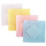 Blondas cuadradas set pastel (11cm) 20u colores blanco, rosa y celeste